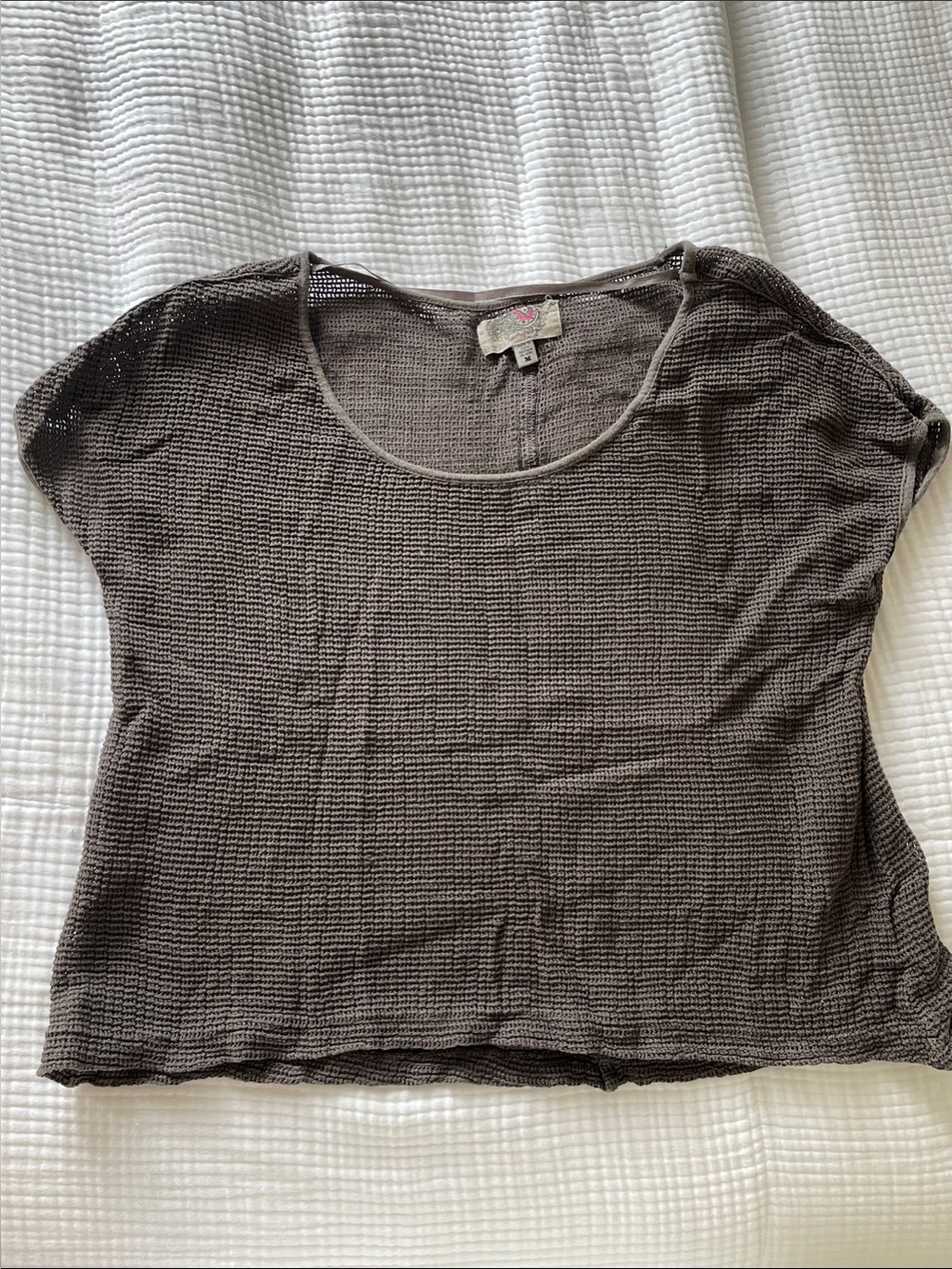 Ecote Dark Grey Knitted Scoop Neck Top with Mesh Style